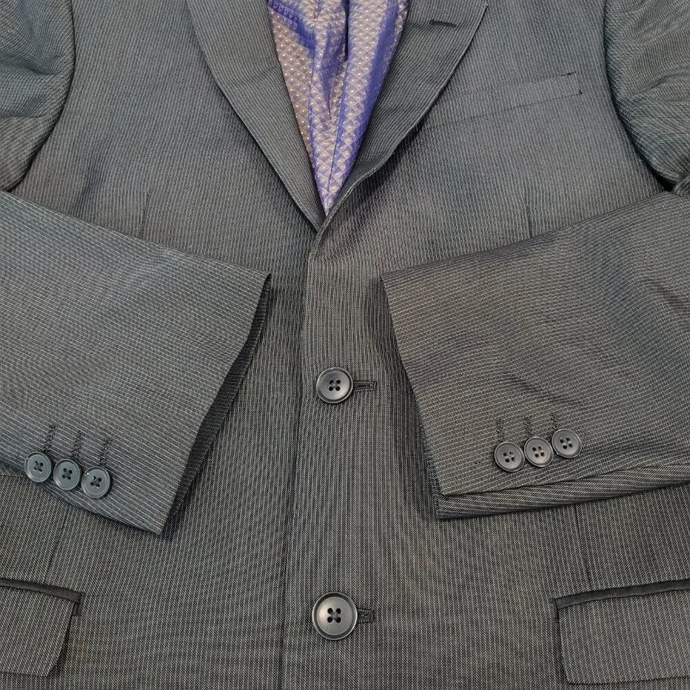 Altamoda Grey Pinstriped Slim Fit 2 Button Notch Blazer Sport Coat Size 40L
